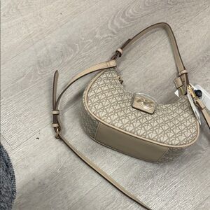 Beige Patterned Shoulder Bag